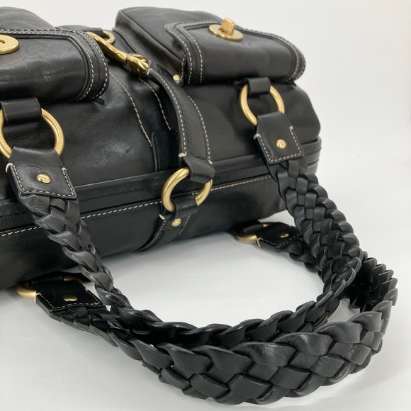 COACH Black #3569 Braided Leather Satchel Bag - Picture 9 of 16